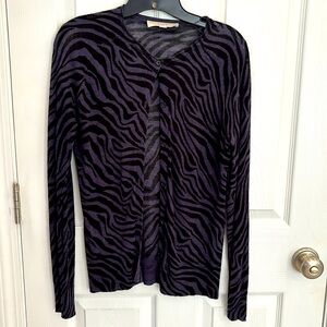Loft very lightweight purple and black Cardigan, size Medium
